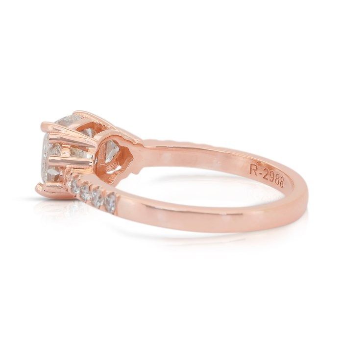 Exquisite 2.00ct Diamonds 3-Stone Ring in 18k Rose Gold - IGI Certified