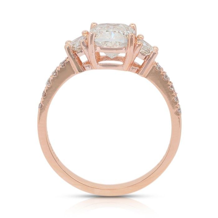 Exquisite 2.00ct Diamonds 3-Stone Ring in 18k Rose Gold - IGI Certified