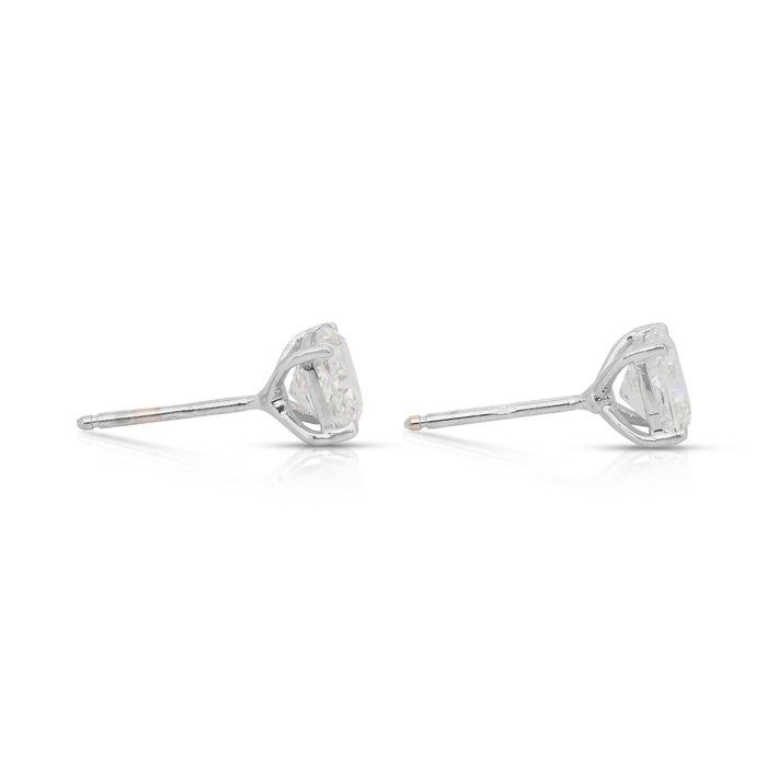 Exquisite 2.02ct Diamonds Stud Earrings in 18k White Gold - IGI Certified