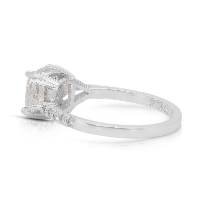 Exquisite 2.31ct Diamonds 3-Stone Ring in 18k White Gold - IGI Certified