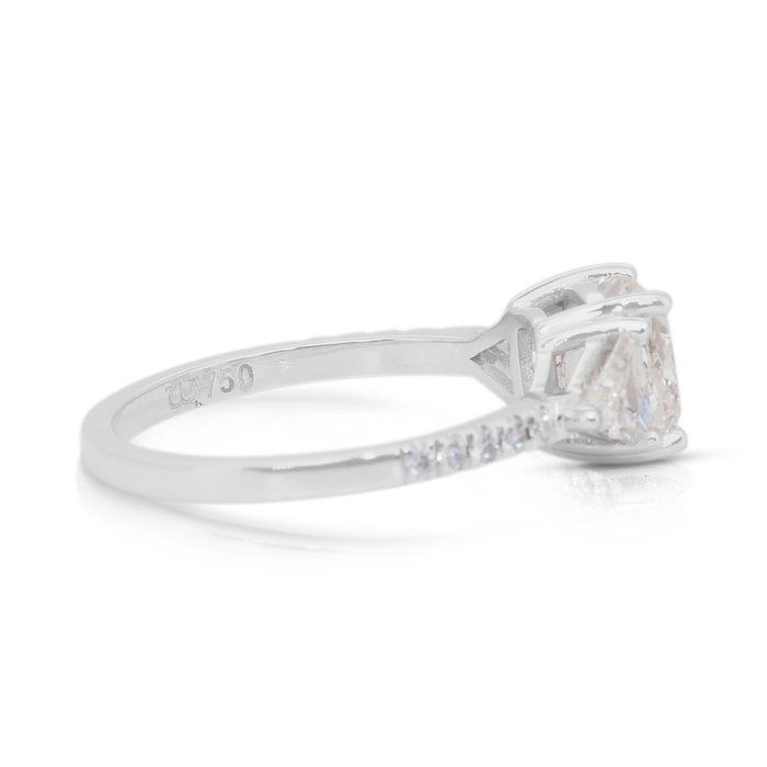 Exquisite 2.31ct Diamonds 3-Stone Ring in 18k White Gold - IGI Certified