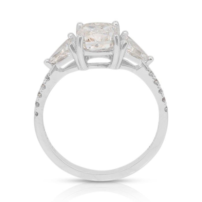 Exquisite 2.31ct Diamonds 3-Stone Ring in 18k White Gold - IGI Certified
