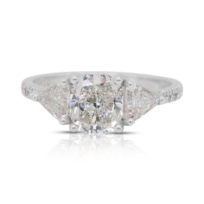 Exquisite 2.31ct Diamonds 3-Stone Ring in 18k White Gold - IGI Certified