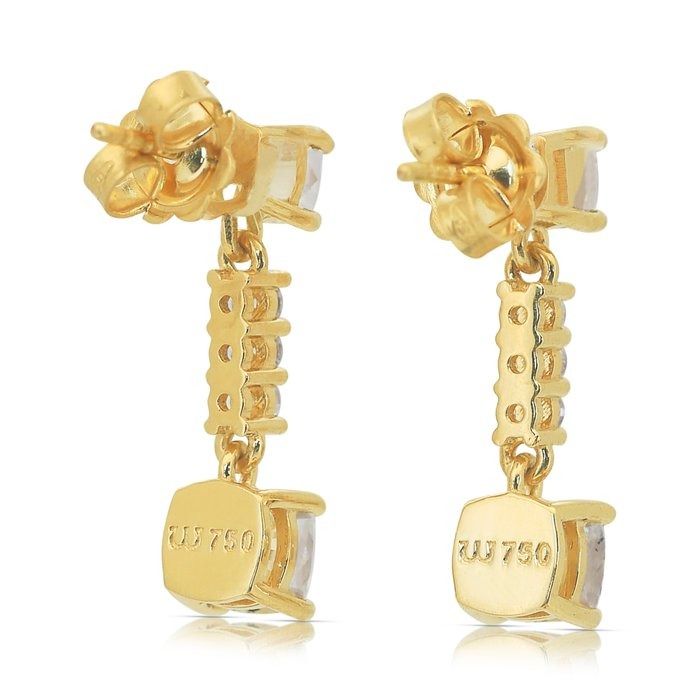 Exquisite 3.25ct Diamonds Drop Earrings in 18k Yellow Gold - IGI Certified