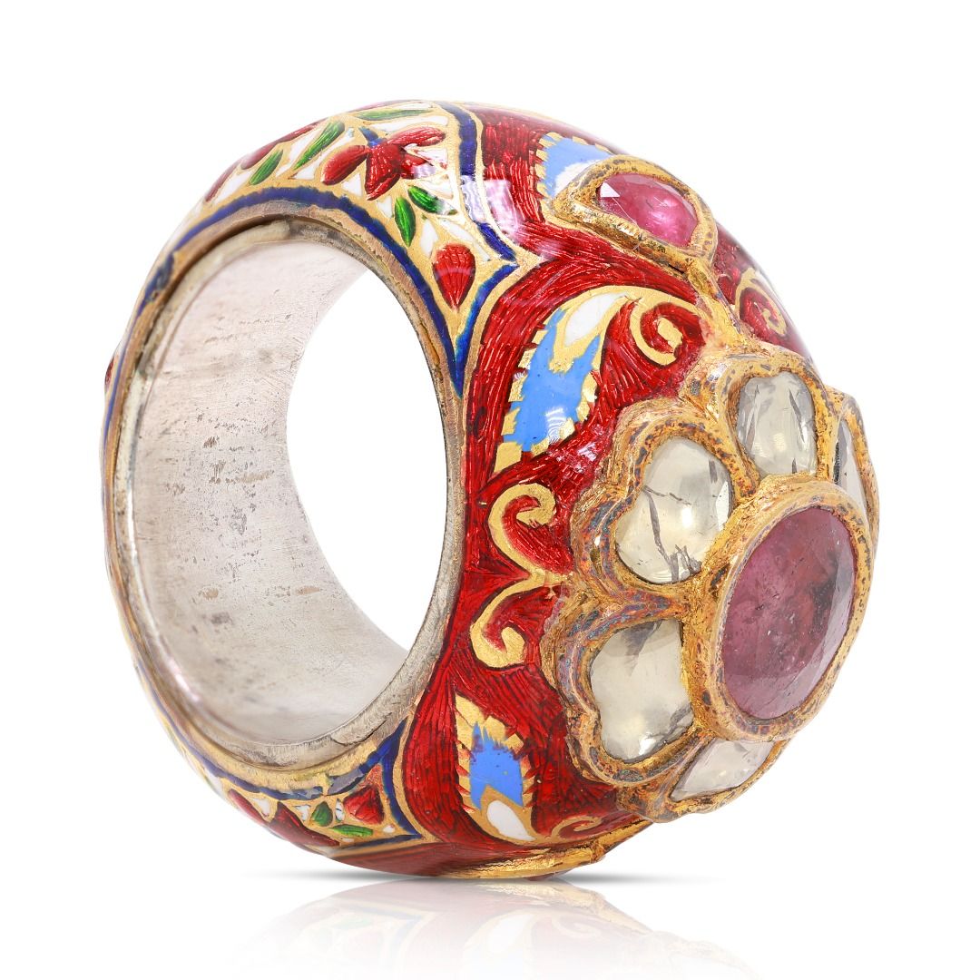 Exquisite 3ct Ruby & Round Brilliant Diamond Mix Ring in 9K White Gold