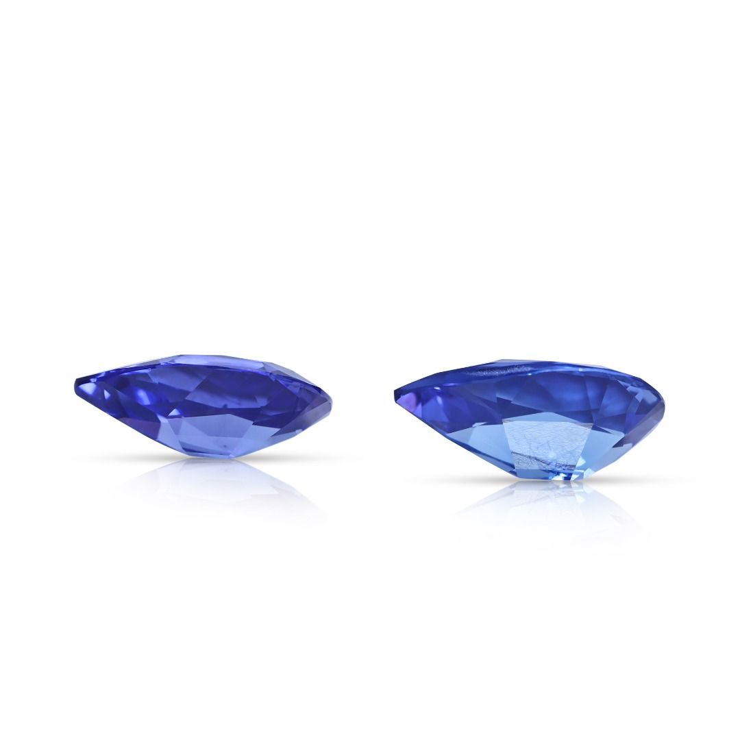 Exquisite 4.56ct Pair of Natural Pear-Shaped Violet Tanzanites - GIT Certified