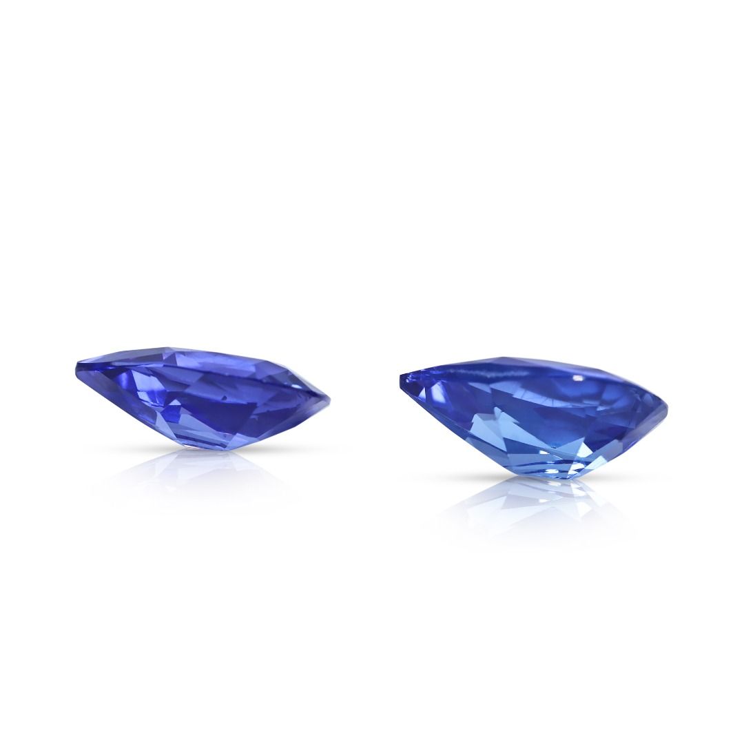 Exquisite 4.56ct Pair of Natural Pear-Shaped Violet Tanzanites - GIT Certified