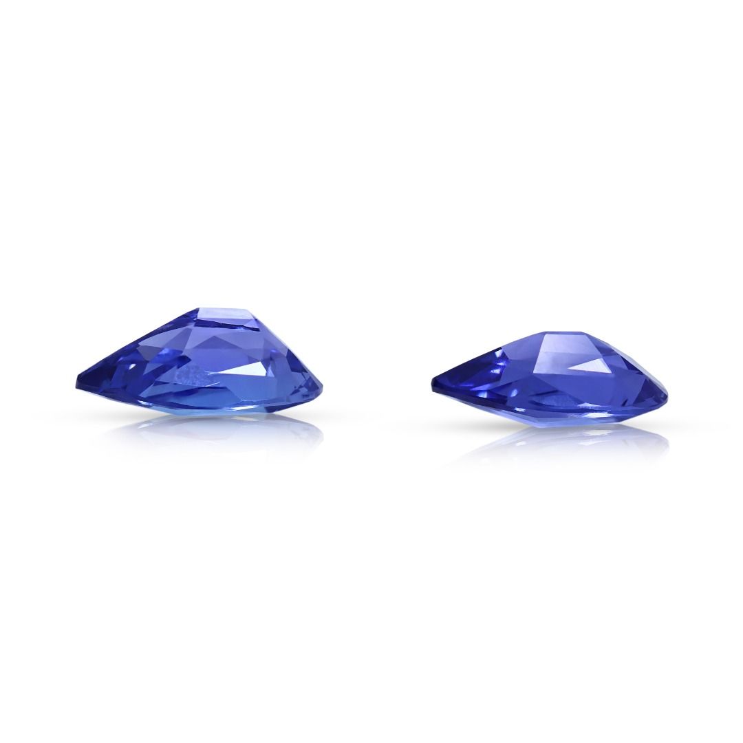 Exquisite 4.56ct Pair of Natural Pear-Shaped Violet Tanzanites - GIT Certified