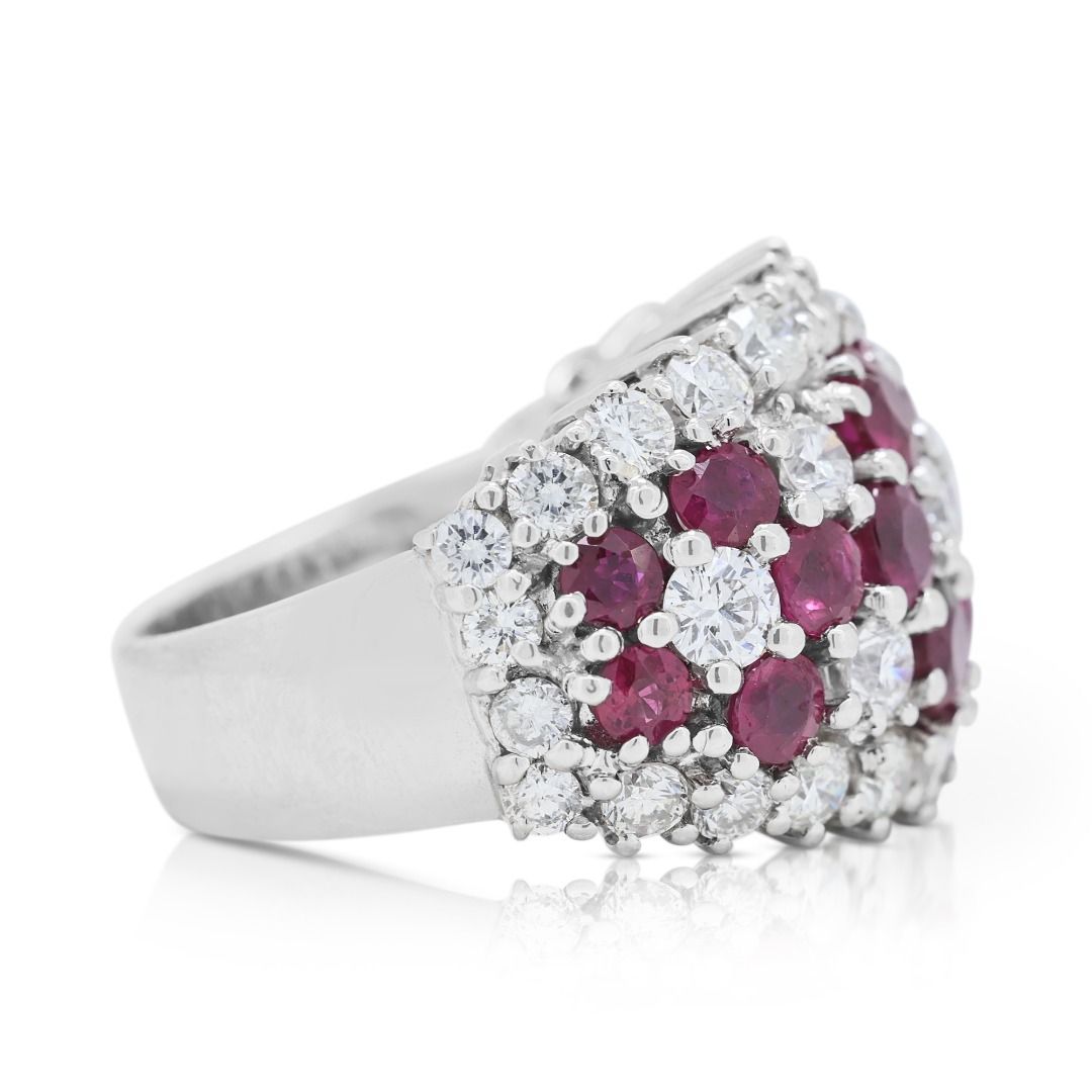 Exquisite 4ct Ruby and 3.05ct Diamond Ring in Platinum - NGI Certificate