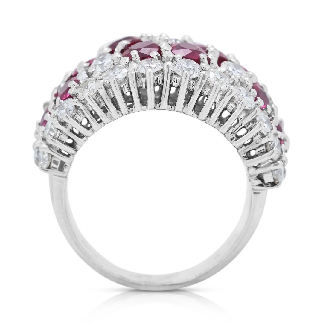 Exquisite 4ct Ruby and 3.05ct Diamond Ring in Platinum - NGI Certificate