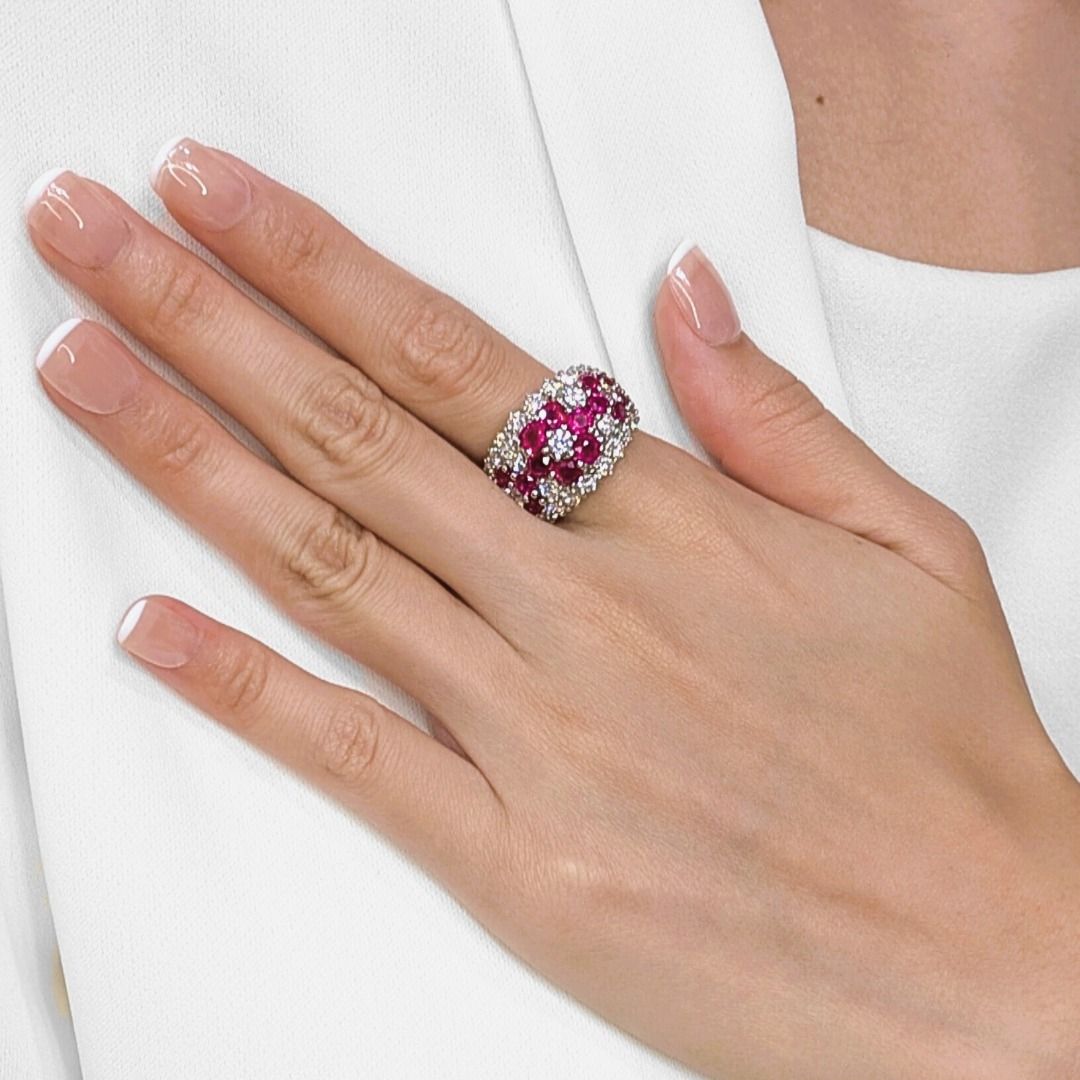 Exquisite 4ct Ruby and 3.05ct Diamond Ring in Platinum - NGI Certificate