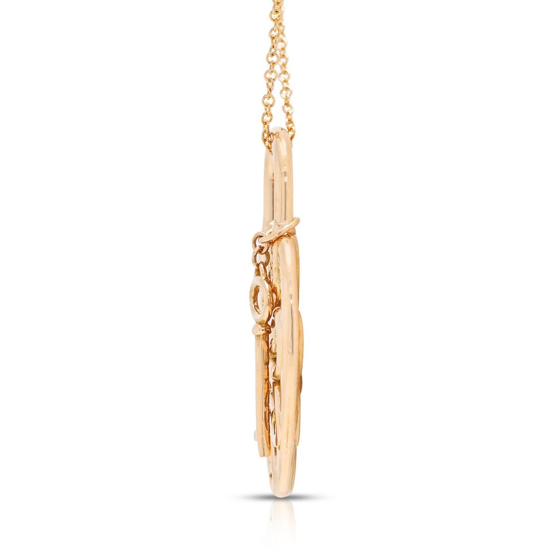 Exquisite Filigree Heart & Key Pendant Necklace in 18K Yellow Gold by Tiffany & Co.