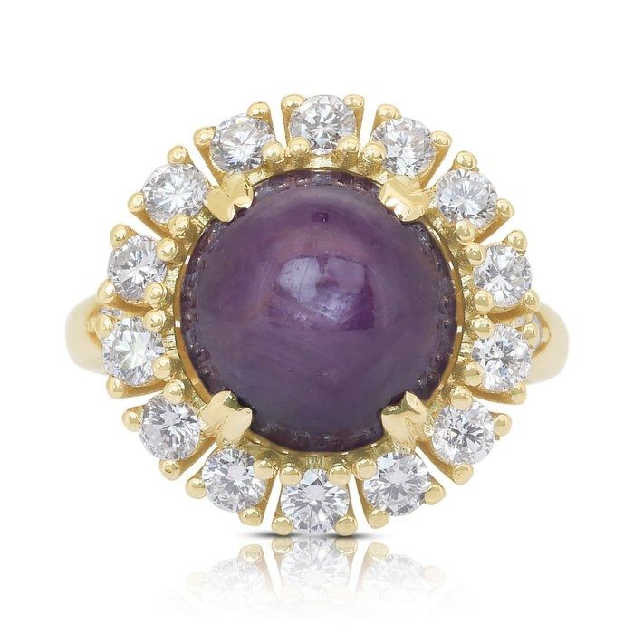 Eye-Catching 12.52ct Sapphire and Diamonds Cocktail Ring in 18k Yellow Gold - GIA Certified