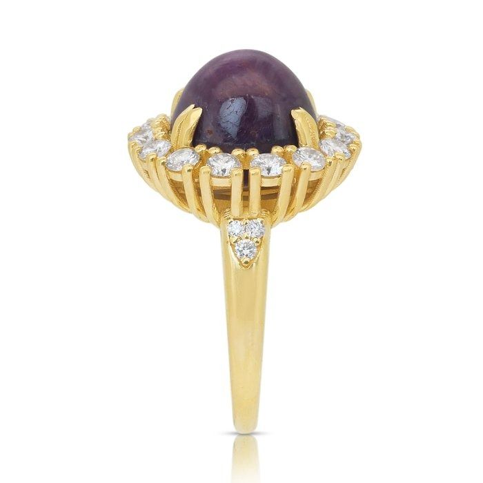 Eye-Catching 12.52ct Sapphire and Diamonds Cocktail Ring in 18k Yellow Gold - GIA Certified