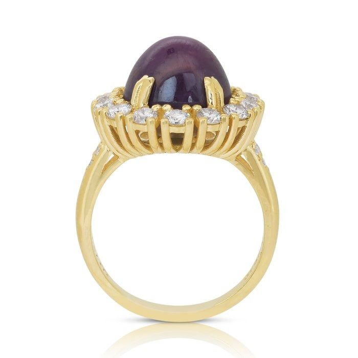 Eye-Catching 12.52ct Sapphire and Diamonds Cocktail Ring in 18k Yellow Gold - GIA Certified