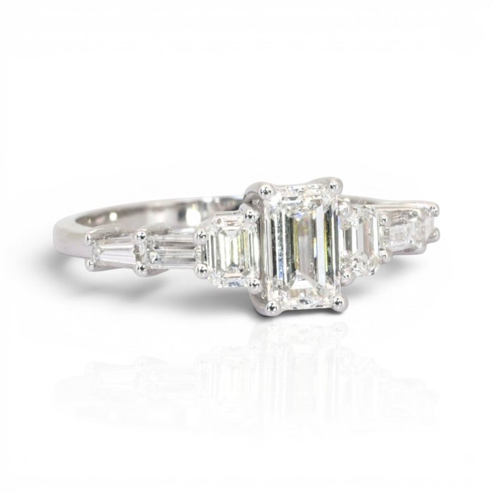 1.56 Carats GIA And IGI Certified Natural Diamond 18K White Gold Ring