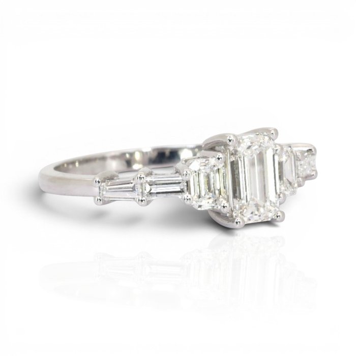 1.56 Carats GIA And IGI Certified Natural Diamond 18K White Gold Ring
