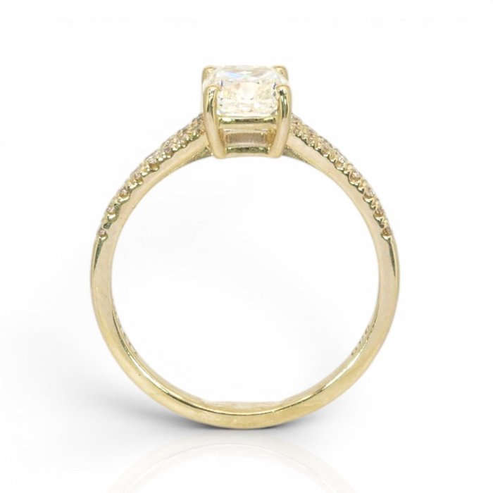 1.21 Carats GCI Certified Natural Diamond 14K Yellow Gold Pave Ring