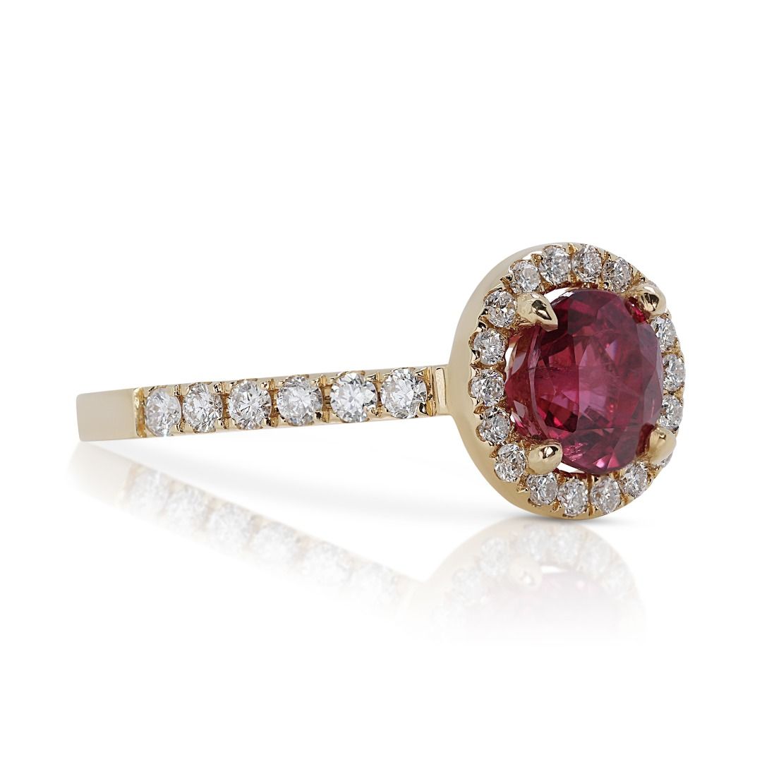 Fabulous 1.21ct Ruby Pave Ring with Diamonds in 18K Yellow Gold