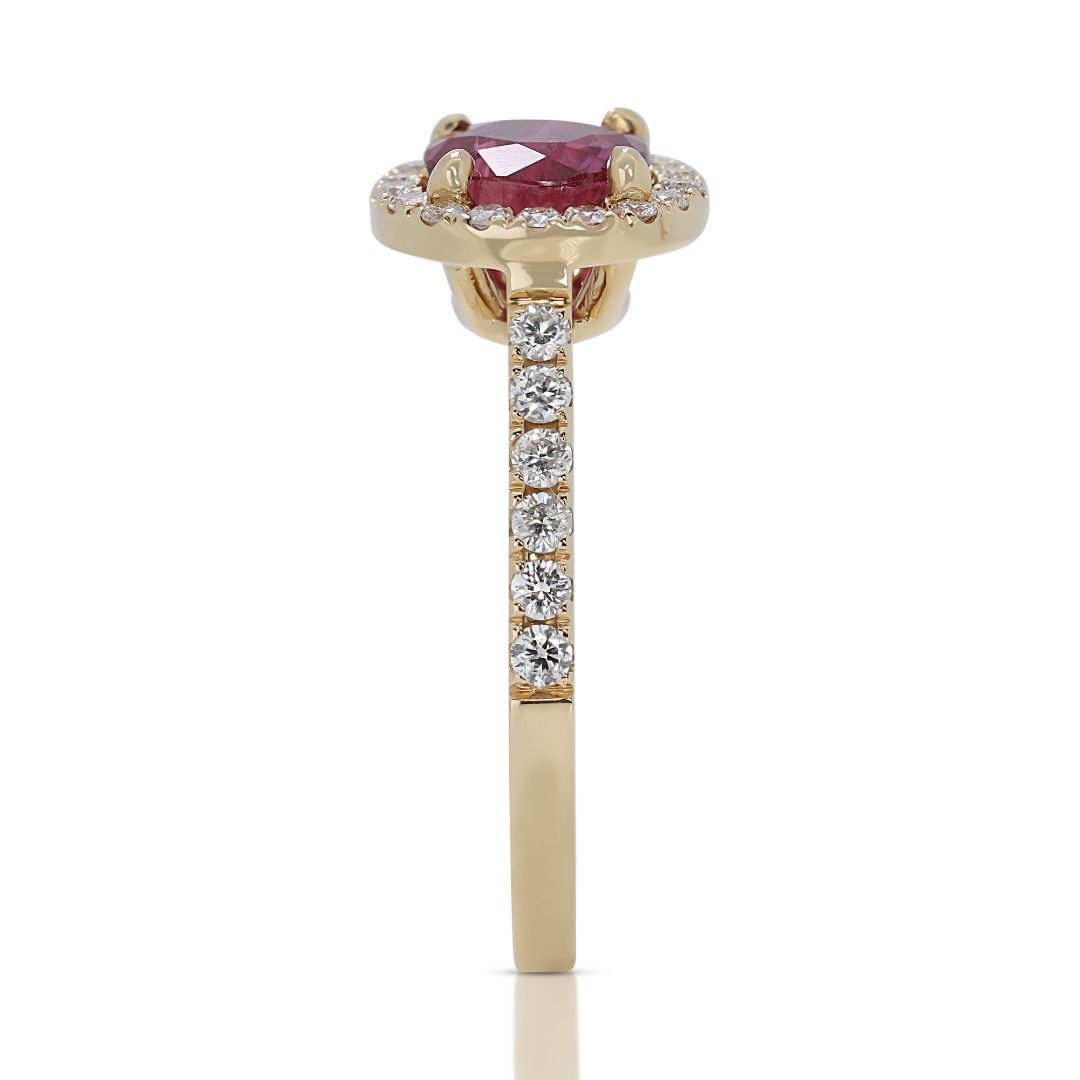 Fabulous 1.21ct Ruby Pave Ring with Diamonds in 18K Yellow Gold