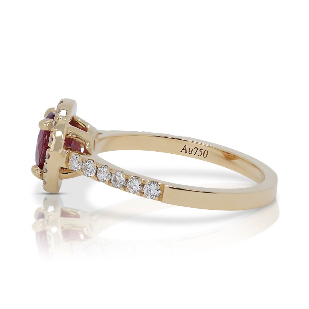 Fabulous 1.21ct Ruby Pave Ring with Diamonds in 18K Yellow Gold