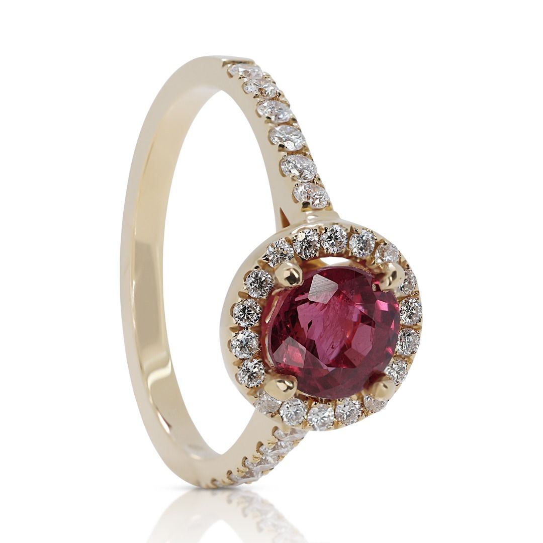 Fabulous 1.21ct Ruby Pave Ring with Diamonds in 18K Yellow Gold