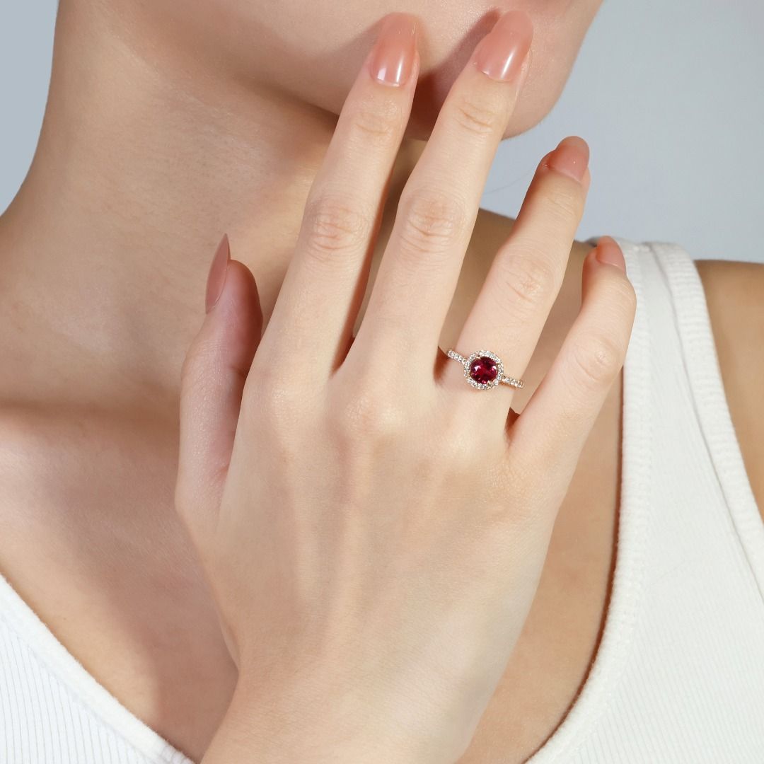 Fabulous 1.21ct Ruby Pave Ring with Diamonds in 18K Yellow Gold