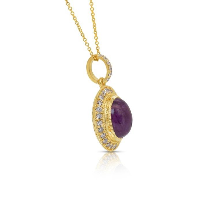 Fascinating 11.14ct Ruby and Diamonds Necklace with Pendant in 18k Yellow Gold - IGI Certified