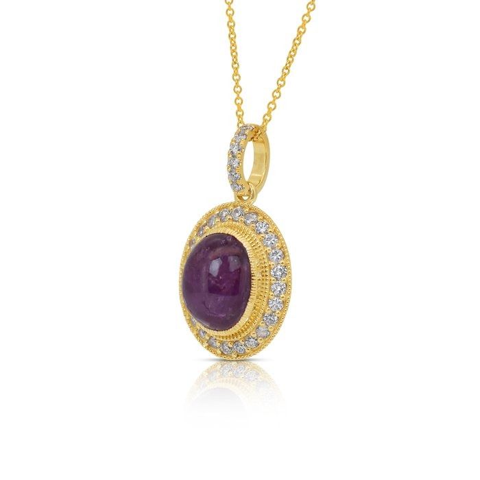 Fascinating 11.14ct Ruby and Diamonds Necklace with Pendant in 18k Yellow Gold - IGI Certified
