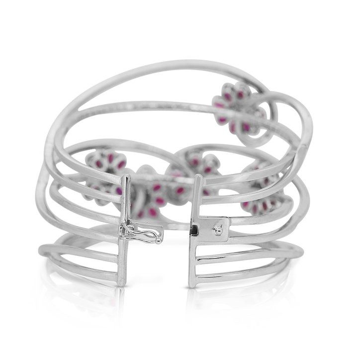 Fascinating 14.60ct Rubies and Diamonds Bracelet in 18k White Gold - IGI Certified