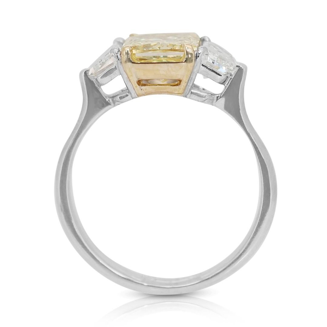 Fascinating 2.23ct Double Excellent Ideal Cut Natural-Colored Diamond Fancy Ring in 18k White Gold - with GIA