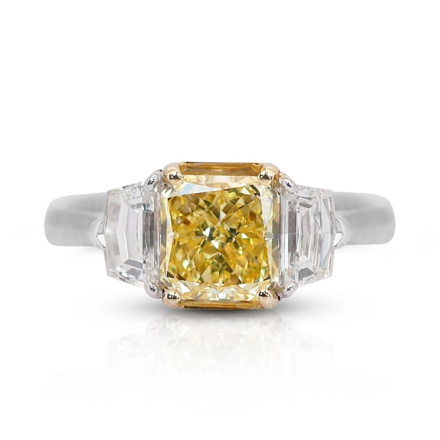 Fascinating 2.23ct Double Excellent Ideal Cut Natural-Colored Diamond Fancy Ring in 18k White Gold - with GIA