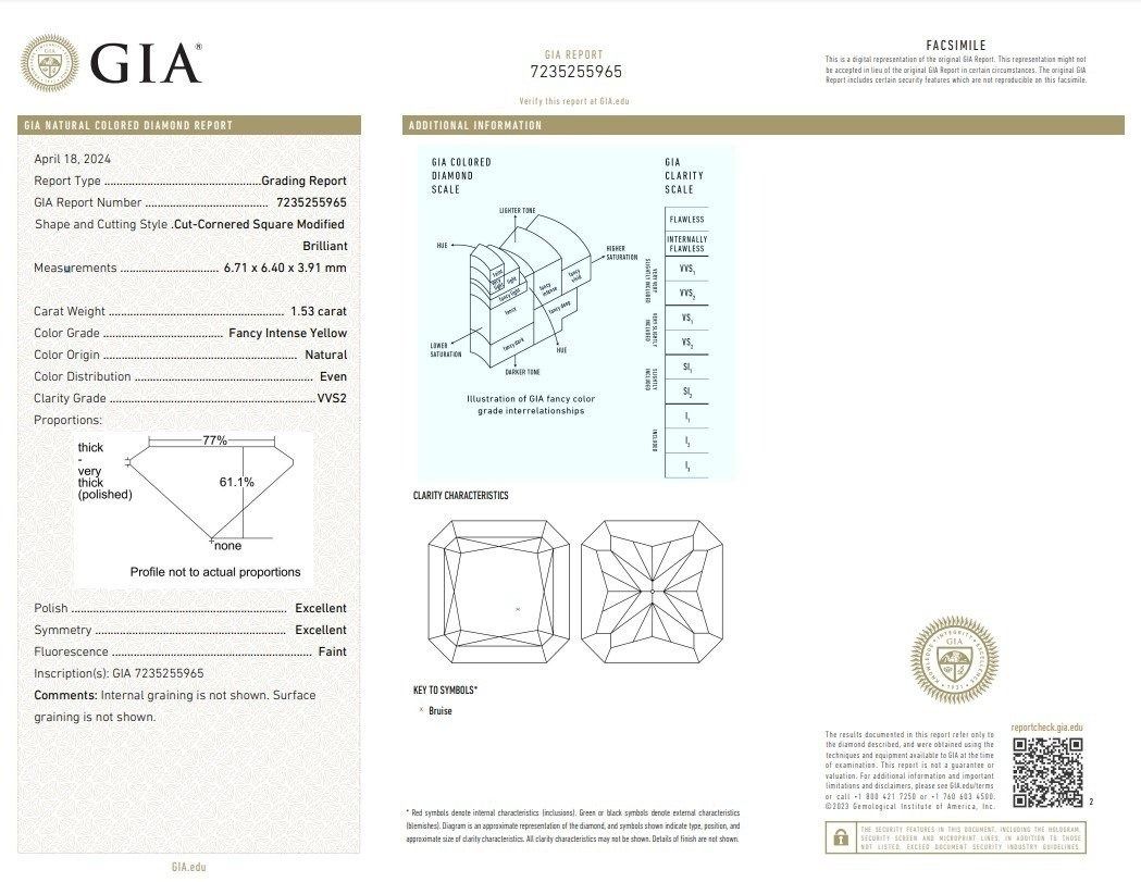 Fascinating 2.23ct Double Excellent Ideal Cut Natural-Colored Diamond Fancy Ring in 18k White Gold - with GIA