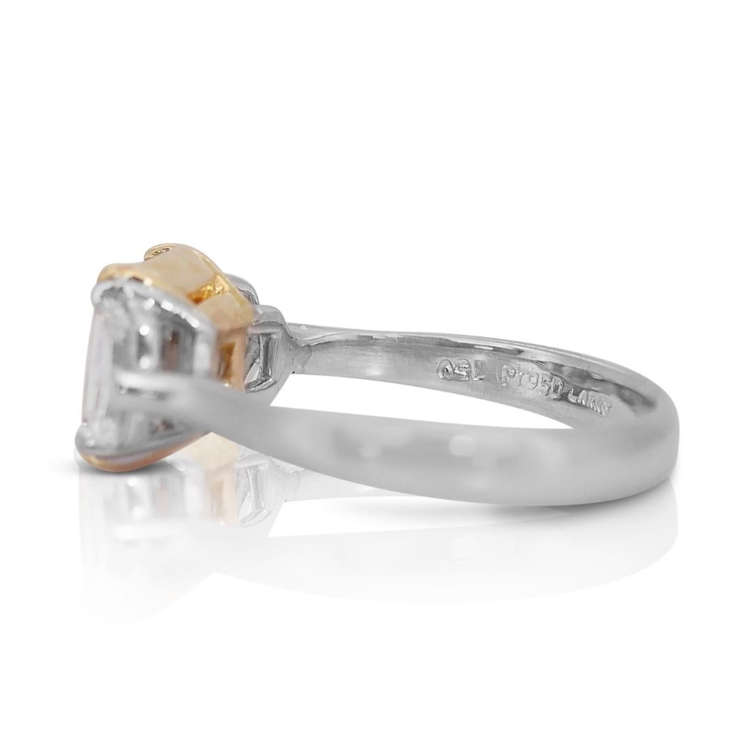 Fascinating 2.23ct Double Excellent Ideal Cut Natural-Colored Diamond Fancy Ring in 18k White Gold - with GIA