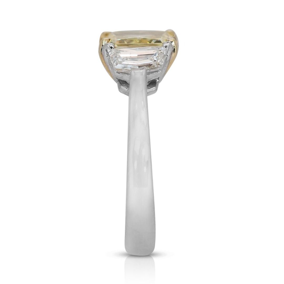 Fascinating 2.23ct Double Excellent Ideal Cut Natural-Colored Diamond Fancy Ring in 18k White Gold - with GIA
