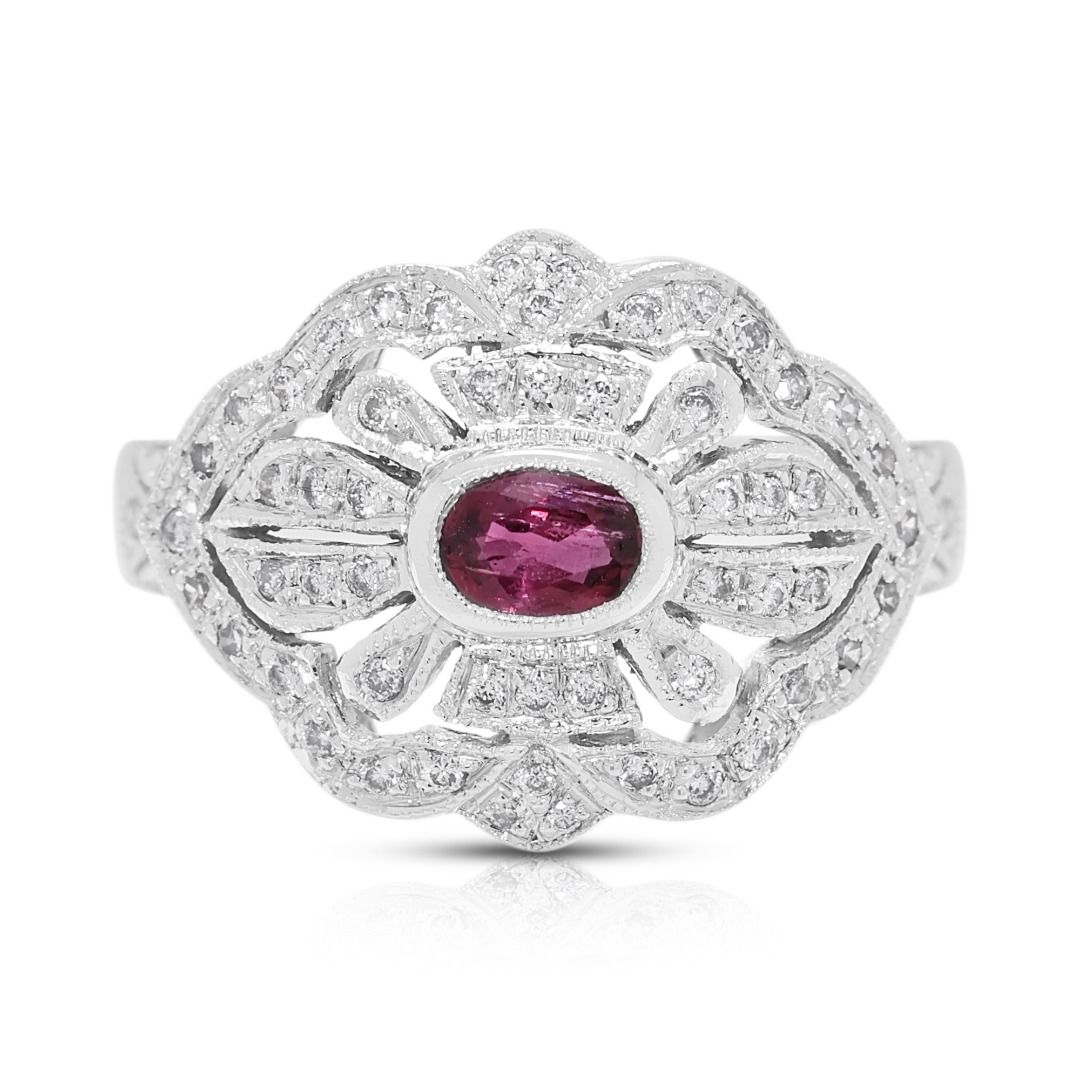 Fiery 0.47ct Ruby & Diamond Ring in 18K White Gold