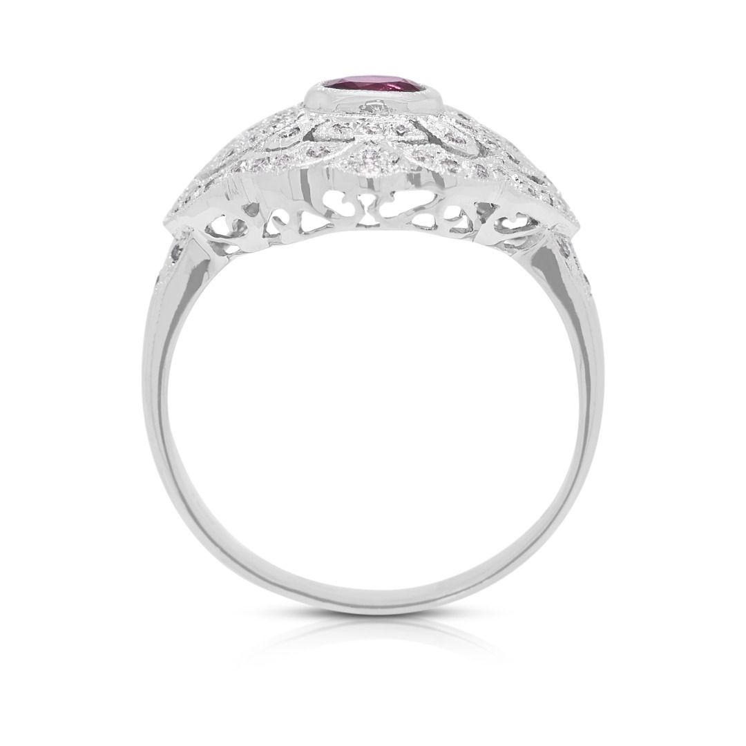 Fiery 0.47ct Ruby & Diamond Ring in 18K White Gold