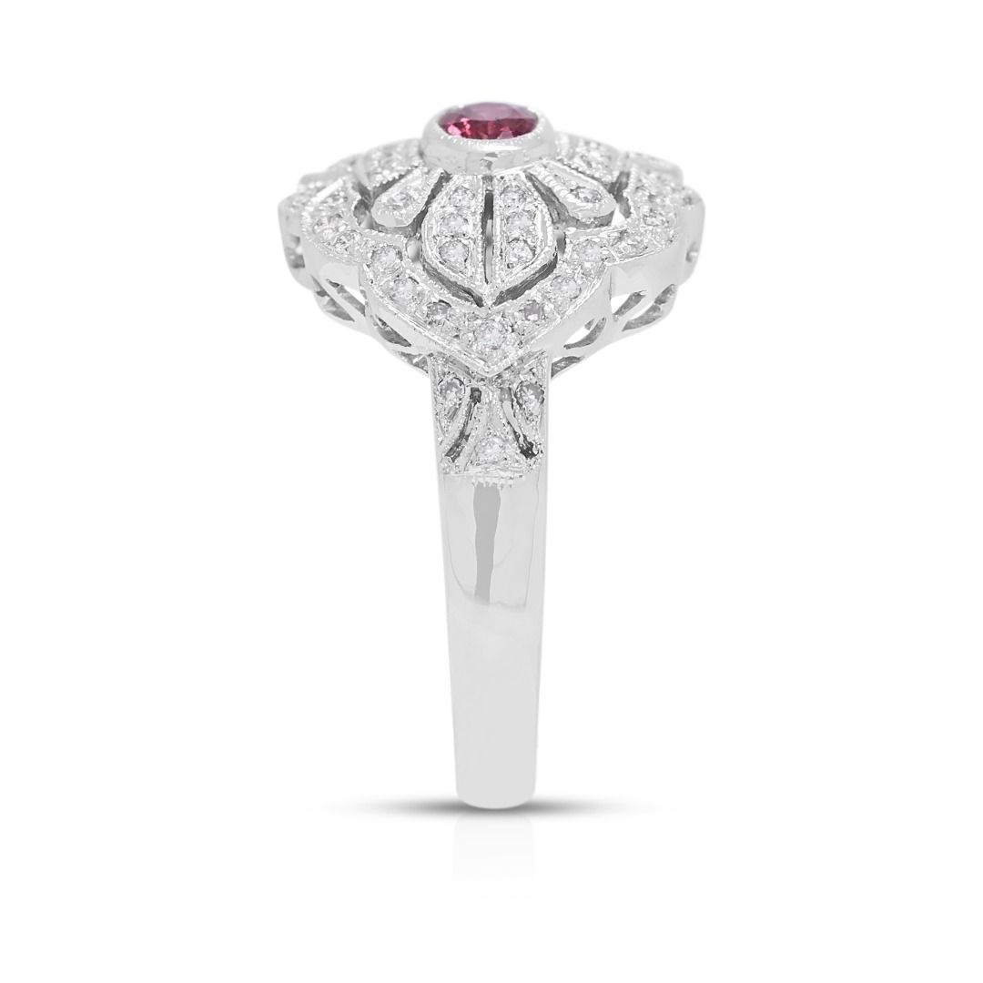 Fiery 0.47ct Ruby & Diamond Ring in 18K White Gold