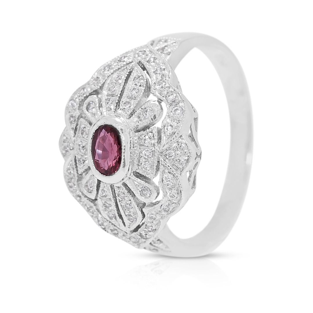 Fiery 0.47ct Ruby & Diamond Ring in 18K White Gold