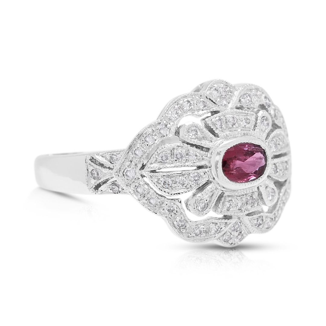 Fiery 0.47ct Ruby & Diamond Ring in 18K White Gold