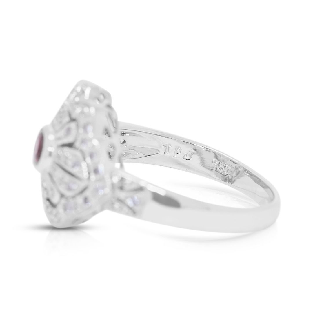 Fiery 0.47ct Ruby & Diamond Ring in 18K White Gold