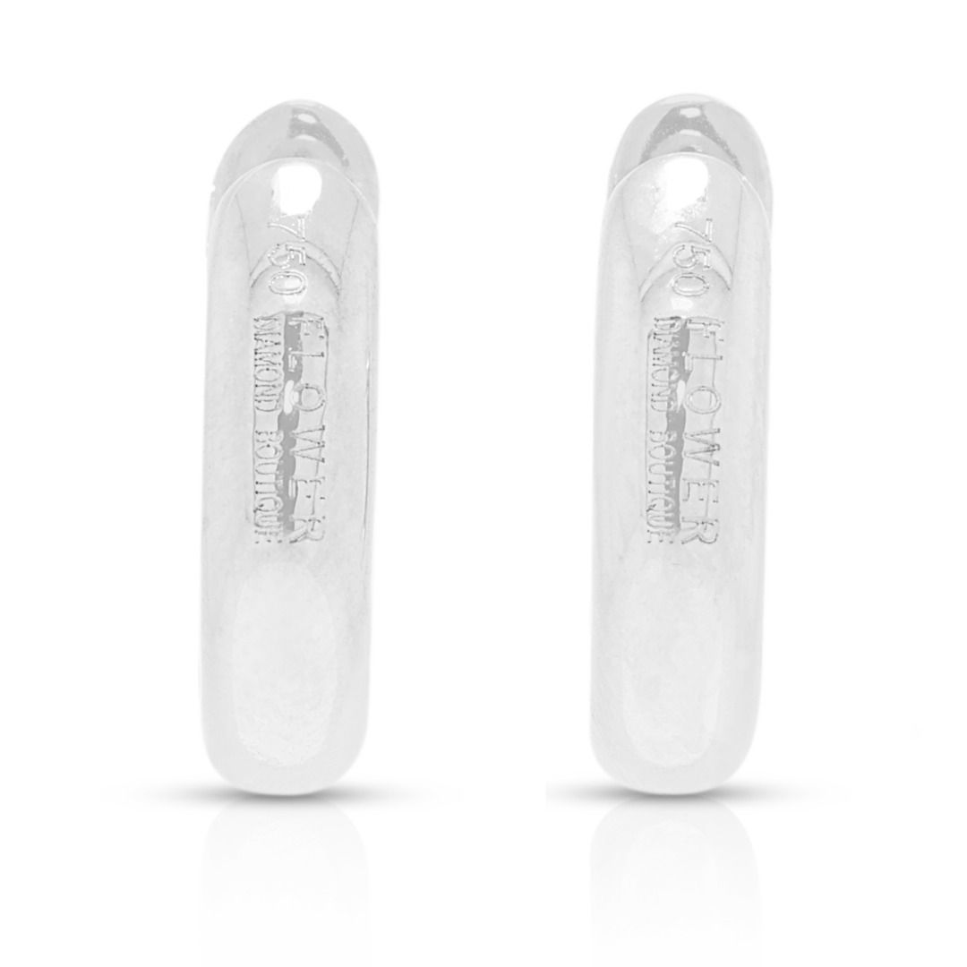 Flower Diamond 0.50ct Huggie Hoop Earrings in 18K White Gold