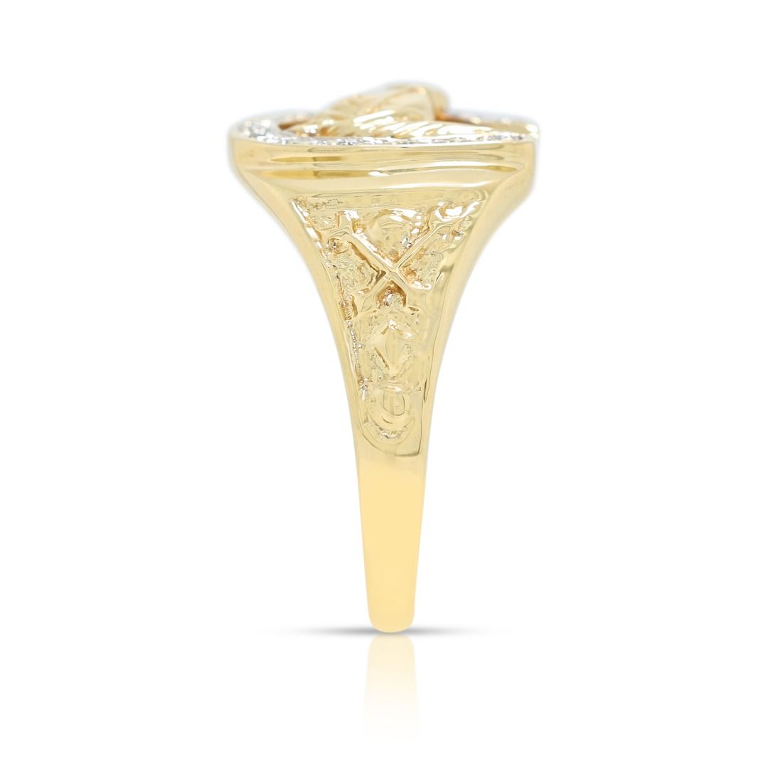 Galloping 0.12ct Natural Diamond Horseshoe Statement Ring in 9K Yellow Gold