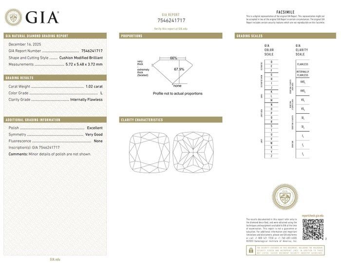 GIA Certified 1.02ct Cushion-Shaped Diamond