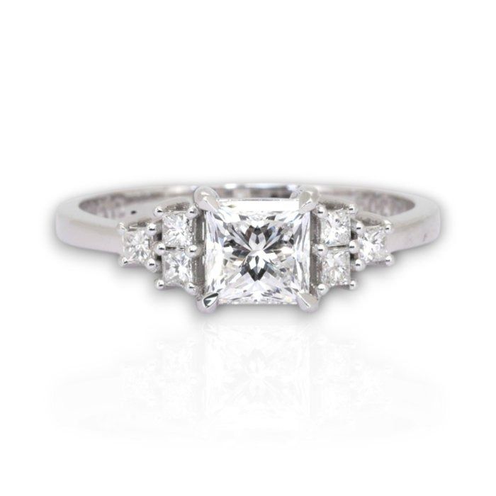 GIA Certified 1.10ct 7-Stone Ring in 18k White Gold