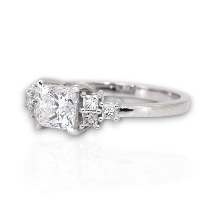 GIA Certified 1.10ct 7-Stone Ring in 18k White Gold