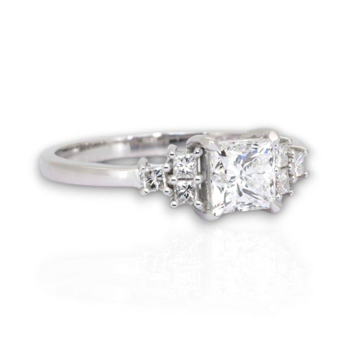 GIA Certified 1.10ct 7-Stone Ring in 18k White Gold