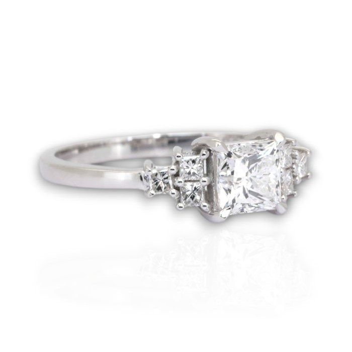 GIA Certified 1.10ct 7-Stone Ring in 18k White Gold
