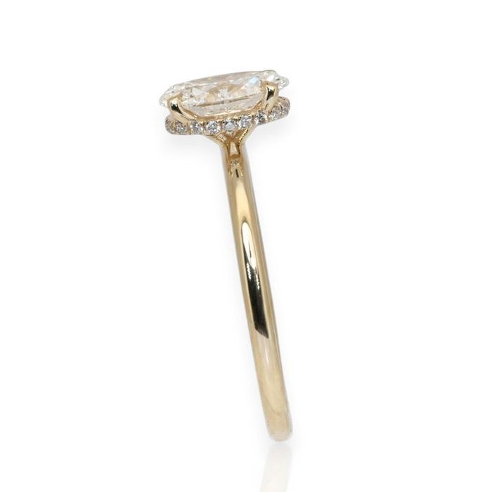 GIA Certified 1.10ct Diamond Solitaire Ring with Diamonds Accent in 18k Yellow Gold