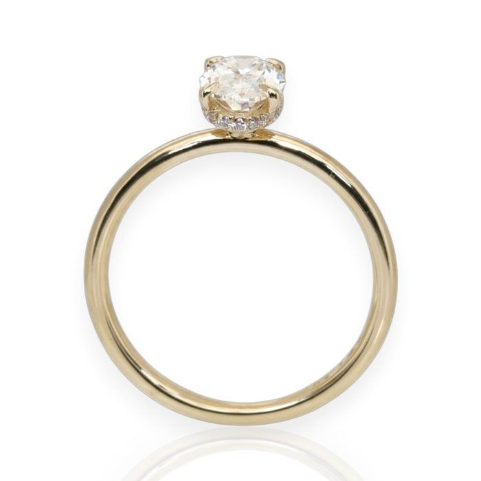 GIA Certified 1.10ct Diamond Solitaire Ring with Diamonds Accent in 18k Yellow Gold